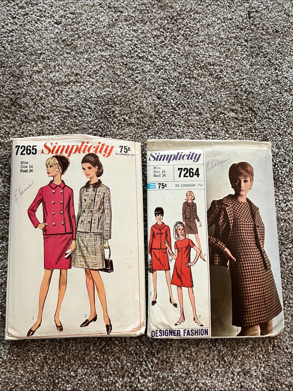 Simplicity Sewing Patterns Vintage, 7265-7264 Used but complete with all pieces